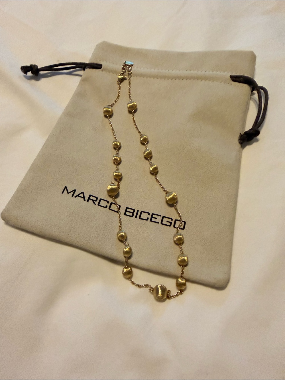 Marco Bicego 18K Yellow Gold Africa Textured Bead Collar Necklace, 16.5-18” - Picture 5 of 5